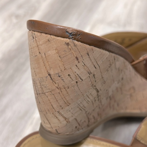 Franco Sarto Women’s Frost 2 Brown Leather Cork Platform Open Toe Sandals / Sz 8 - Picture 10 of 11
